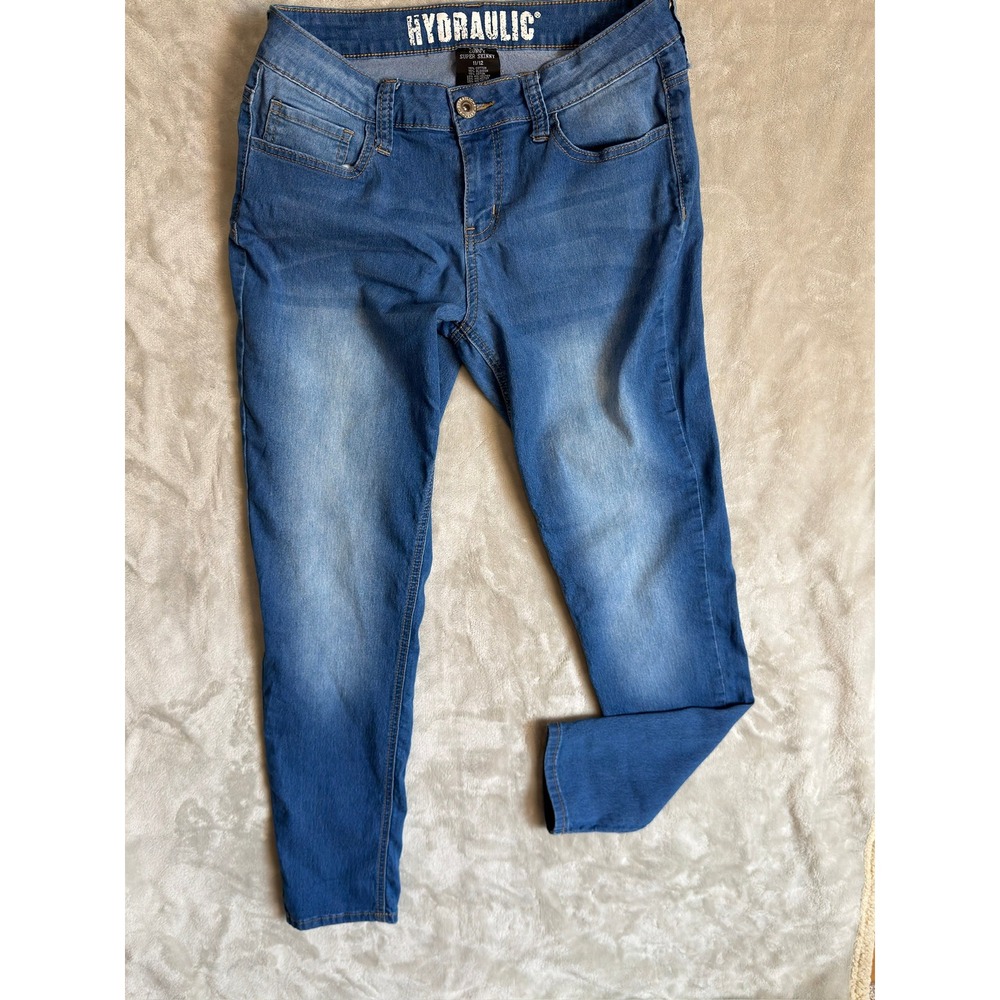 Hydraulic Baula Curvy Super Skinny Jeans Medium Wash Blue Denim Womens 11/12